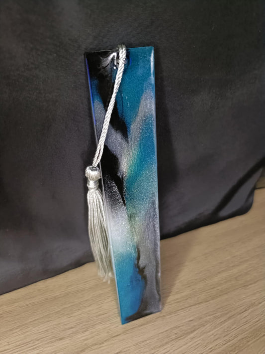 Marque-page résine époxy bleu noir gris anthracite