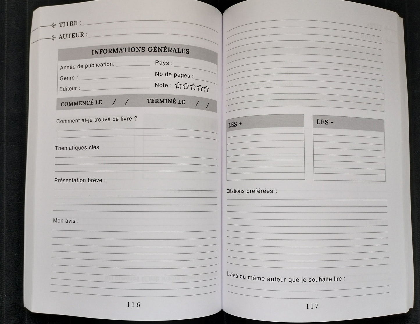 Cahier de lecture