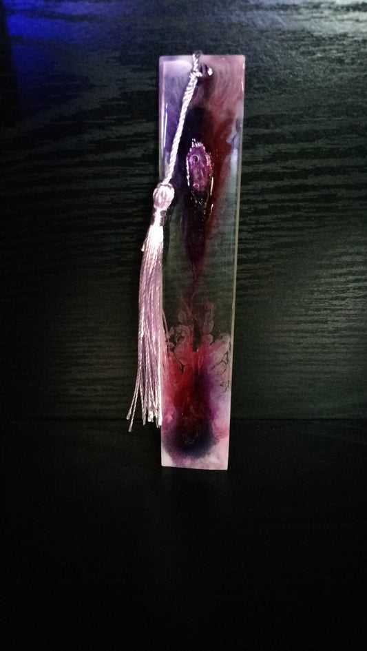 Marque-page résine époxy blanc rouge transparent